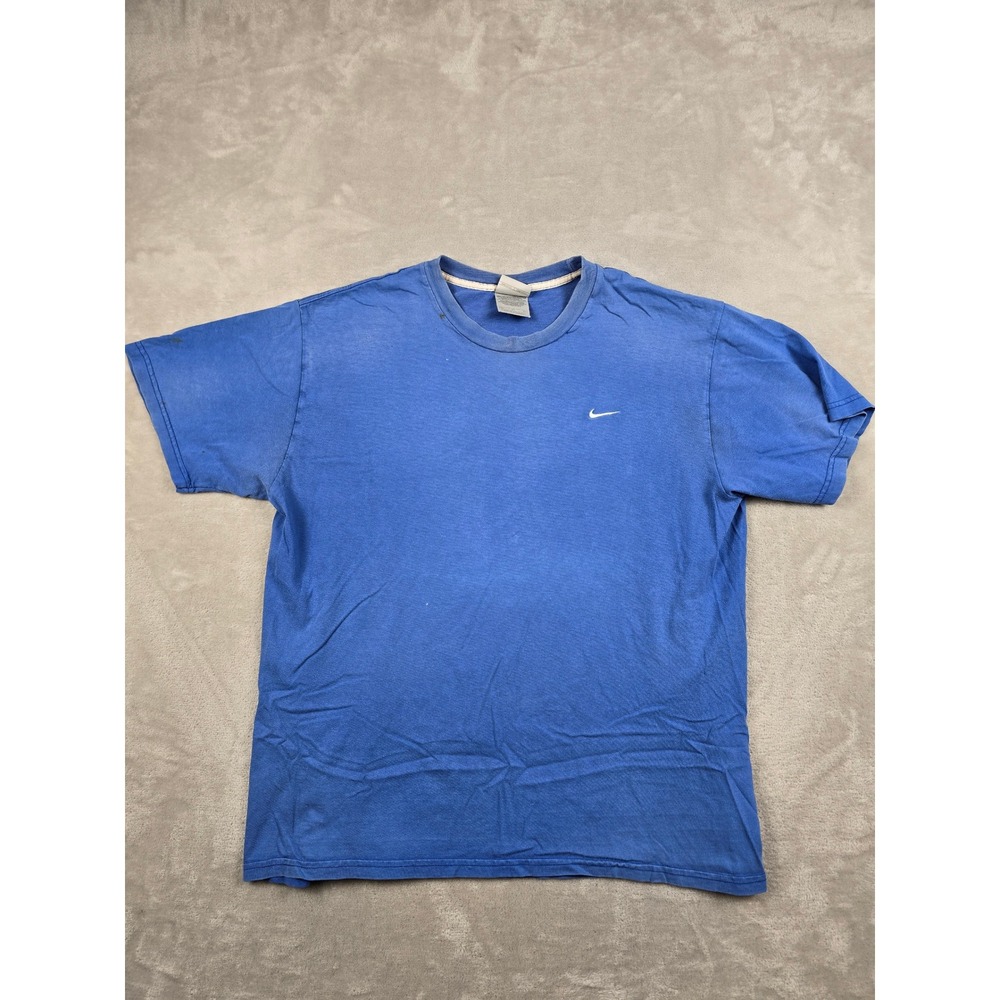 Vintage Nike T-Shirt Mens XL Blue‎ Swoosh Short Sleeve Crewneck Distressed Y2K